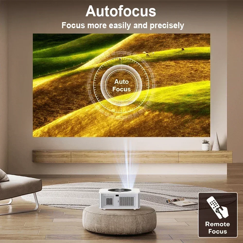 XIWBSY AutoFocus Projector 25000Lumens 800ANSI Bluetooth Projector Video Home Theater Auto Keystone Android 4k Projector Beamer