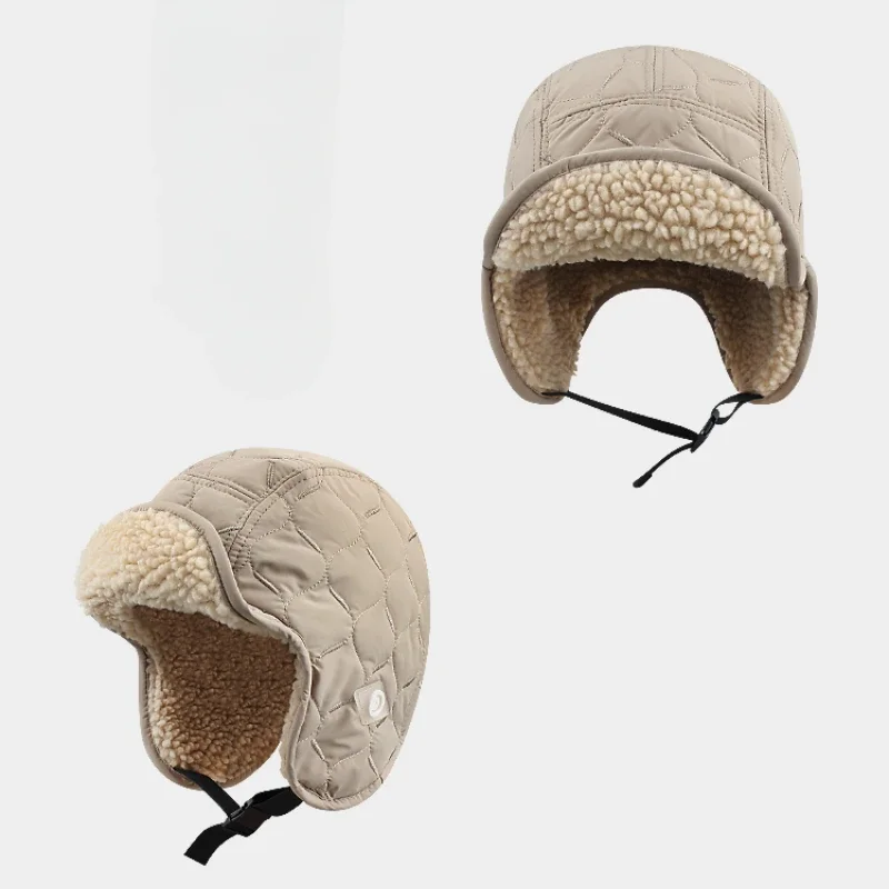 Korean Retro Plaid Padded Bomber Hats Women Winter Velvet Thickened Thermal Ear Protection Casual Versatile Pilot Caps for Men