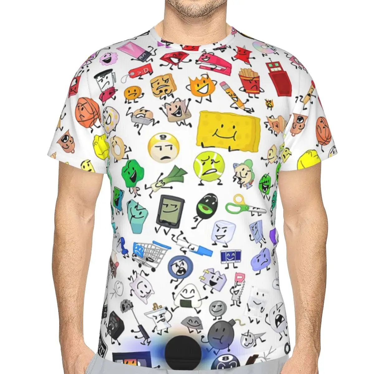100% Cotton BFB And TPOT Full Cast BFDI T-Shirt Men's Funny T Shirt Men Crew Neck Summer Shirts Tops