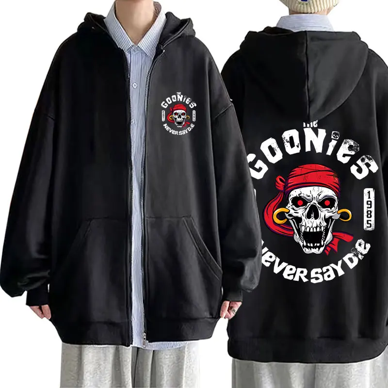 

Funny Movie The Goonies Never Say Die Skeleton Graphic Zipper Hoodie Men Rock Gothic Zip Up Jacket Men's 90s Oversized Hoodies