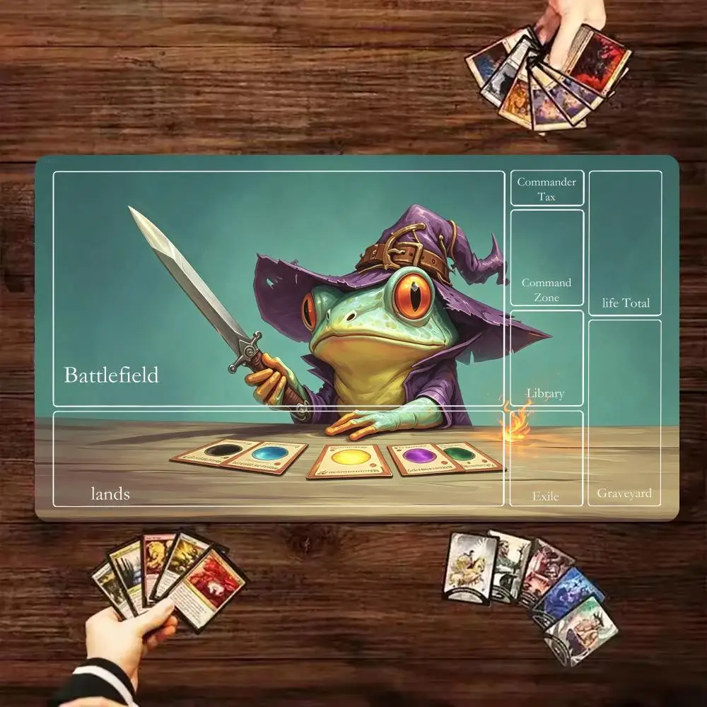 Frog Wizard Theme Magic Playmat Gathering Gaming Mats Anime Desk Mat Desk Accessories 35X60cm Mouse Mat Raccoon Tapete Magic TCG
