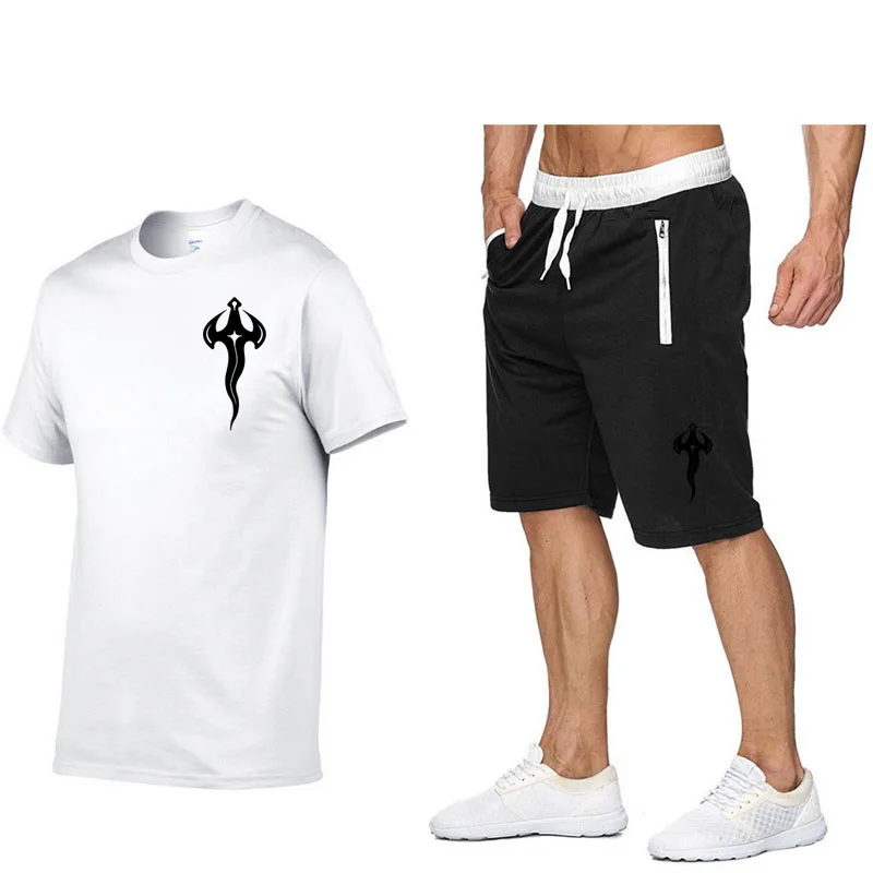 2025 Cotton Short Sets Men Two Pieces Set Mens Sweatsuit Summer Cotton Tshirt Short Sets Jogging Set Men Sport Suit Sportsweat
