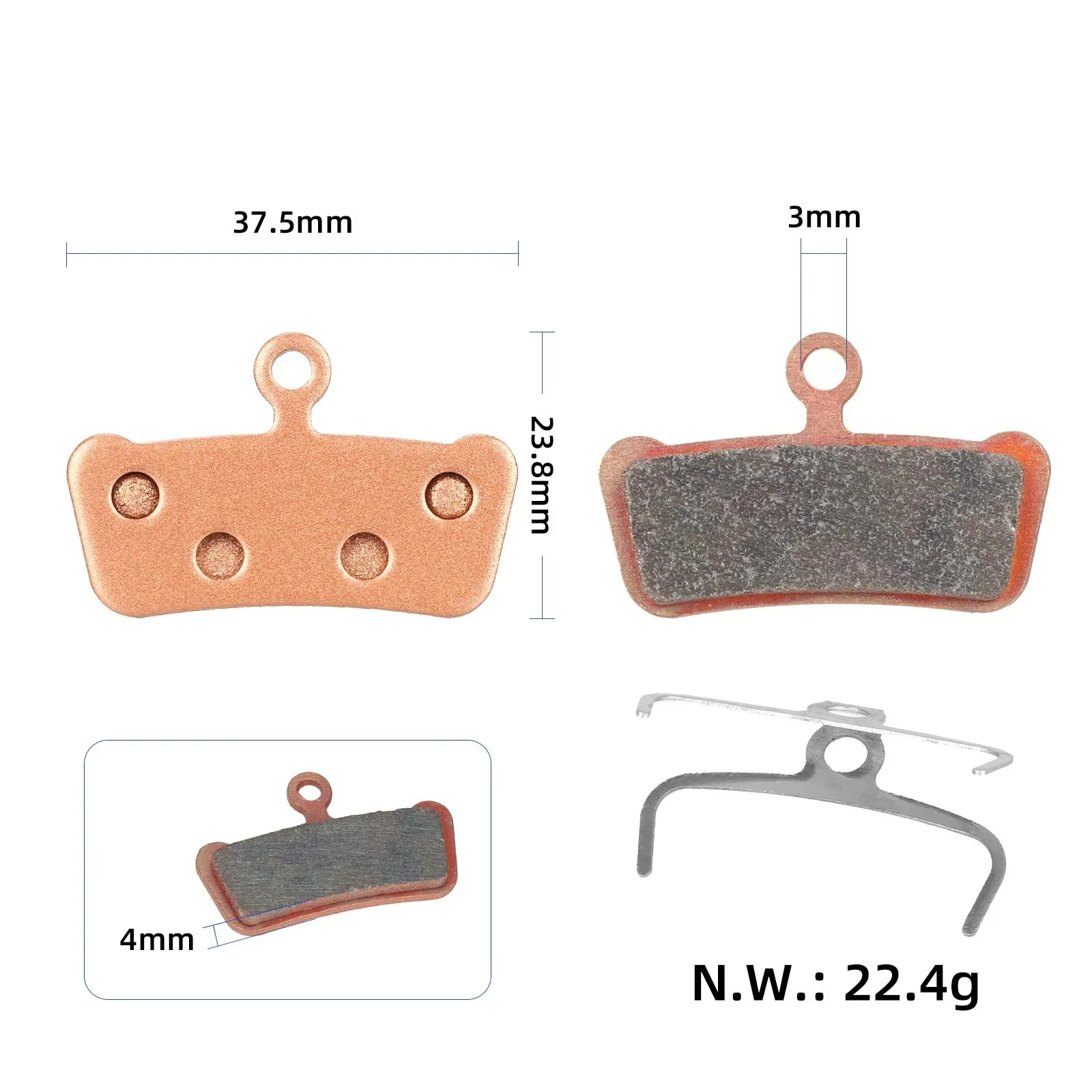 For SRAM 2-Piston & 4-Piston Disc Brake Caliper Mountain Bike Upgrade Set Sintered Full Metallic Brake Pads Bronze
