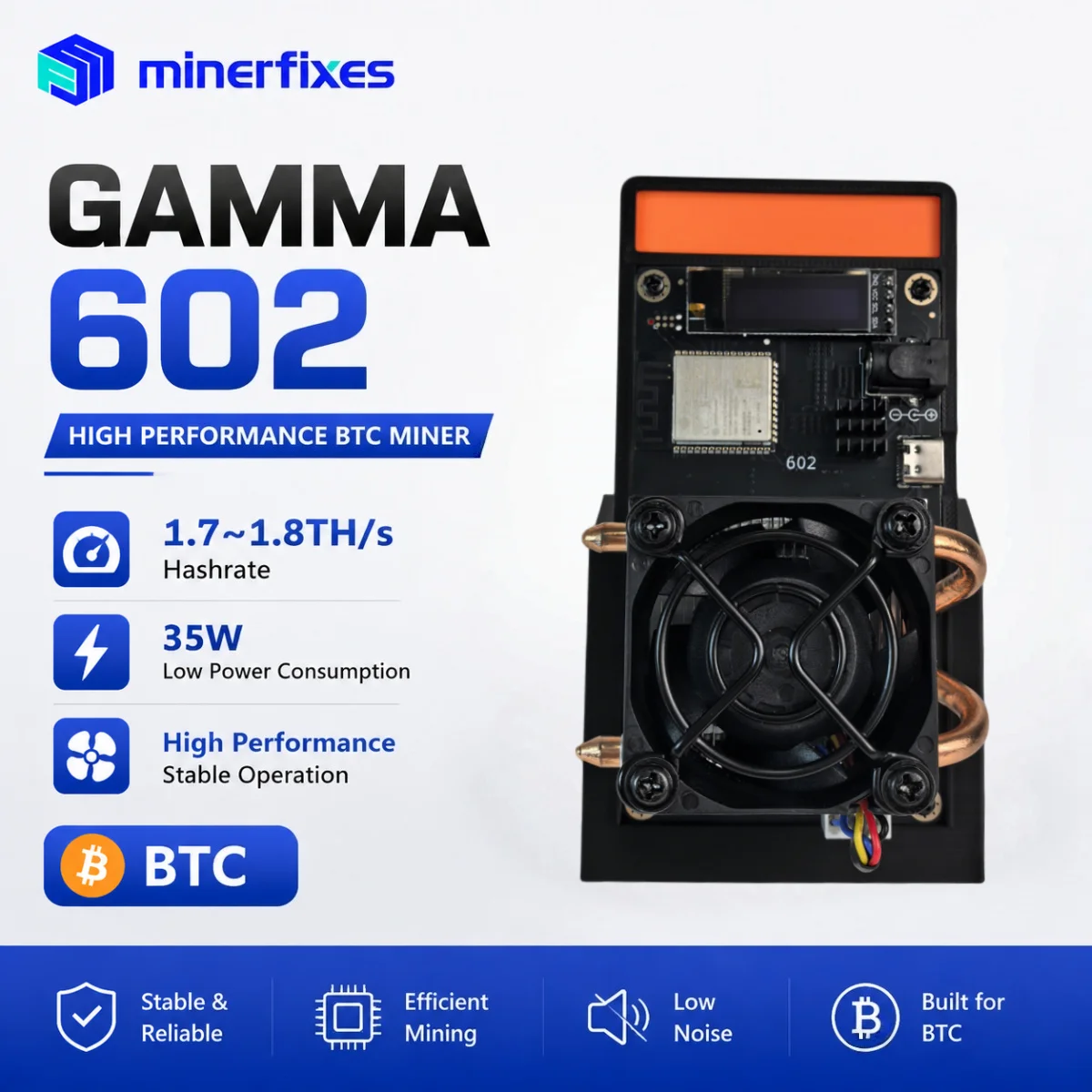 Bitaxe 602 Gamma 601 Bitaxe 2026 업그레이드 1.7~1.8TH/s 35W Luckyaxe Silent SHA256 ASIC 마이너 저전력 BTC 홈 마이닝 머신
