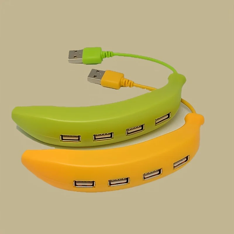Usb Hub Banana Shape USB 2.0 Hub 4-Port Portable Mini Multiport Expander Adapter for Game Pad Desktop Laptop