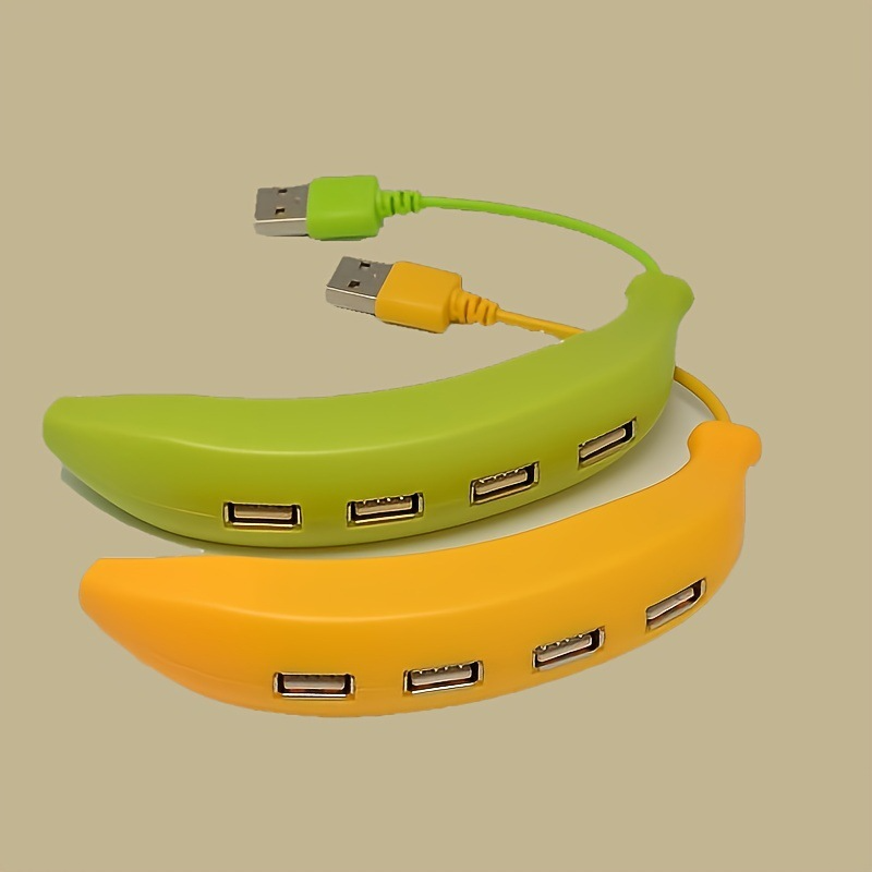  Usb Hub Banana Shape USB 2.0 Hub 4-Port Portable Mini Multiport Expander Adapter for Game Pad Desktop Laptop 