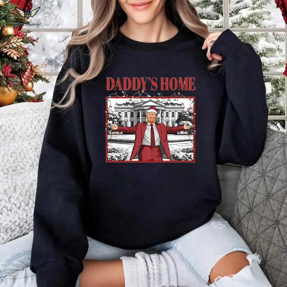 Dad\'s Home Women Hoodies Trump 2024 GOP Gift Fun Trump Sweatshirt White House Trump Long Seleeve Hoodie