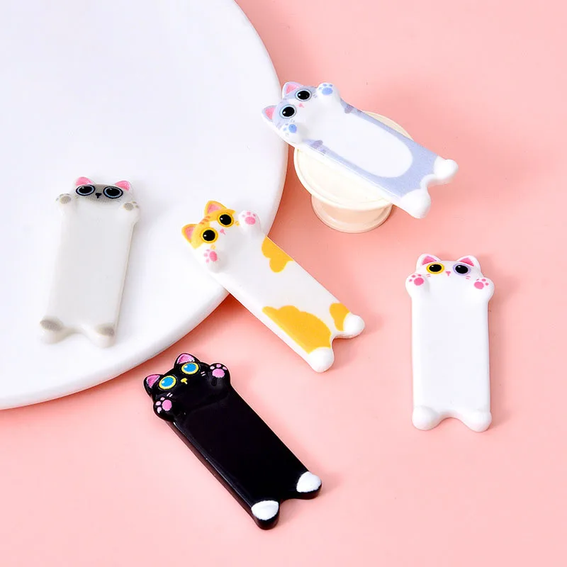 10pcs Gantungan Kunci Resin Bentuk Kucing Kartun untuk DIY Aksesoris Perhiasan Buatan Tangan, Stiker Kulkas, Dekorasi Casing Ponsel