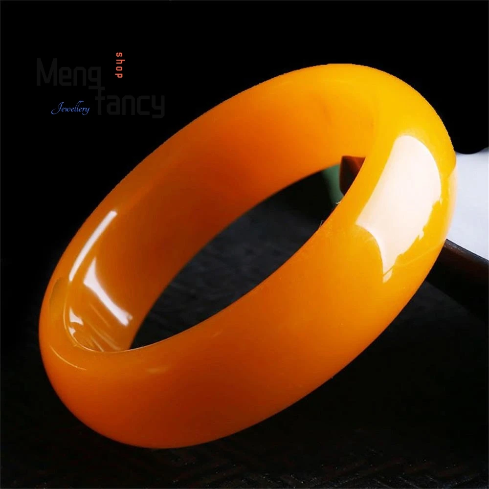 

Natural Hetian Jade Chicken Oil Yellow Seven-color Widened Tire Bracelet Popular Fashion Jewelry Best Selling Fine Holiday Gifts