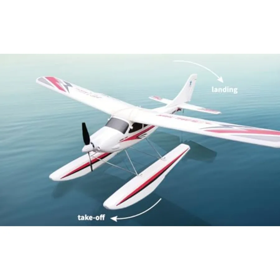 RC seaplane for outdoor water and land use, EPP foam body, white-blue color, smart trainer with 4-channel remote, RTF with 2.4