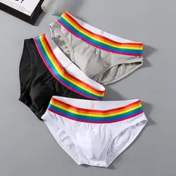 Men Briefs Soft Waistband Briefs Colorful Rainbow Men's Briefs with Anti-septic Properties U Convex Design for Comfortable Sport