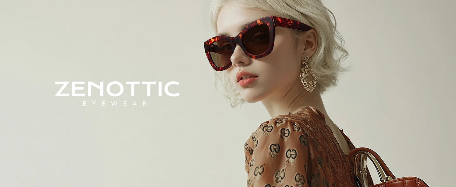 ZENOTTIC Handgefertigte polarisierte Sonnenbrille aus Acetat, modischer quadratischer Schatten, UV400-Schutz, Sonnenbrille für Damen – Detail 1