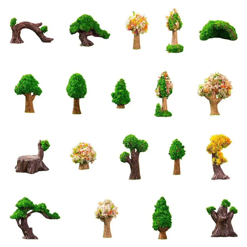 19PCS Miniature Fairy Garden Tree Plant Ornament Mixed Model Trees Miniature Garden Accessories For Min Garden Decoration