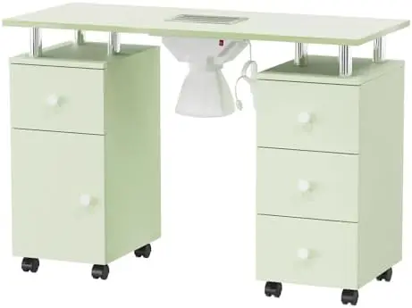 Manicure Table Nail Desk for Nail Tech, Nail Table Station w/Electric Dust Collector, Makeup Beauty Salon Storage