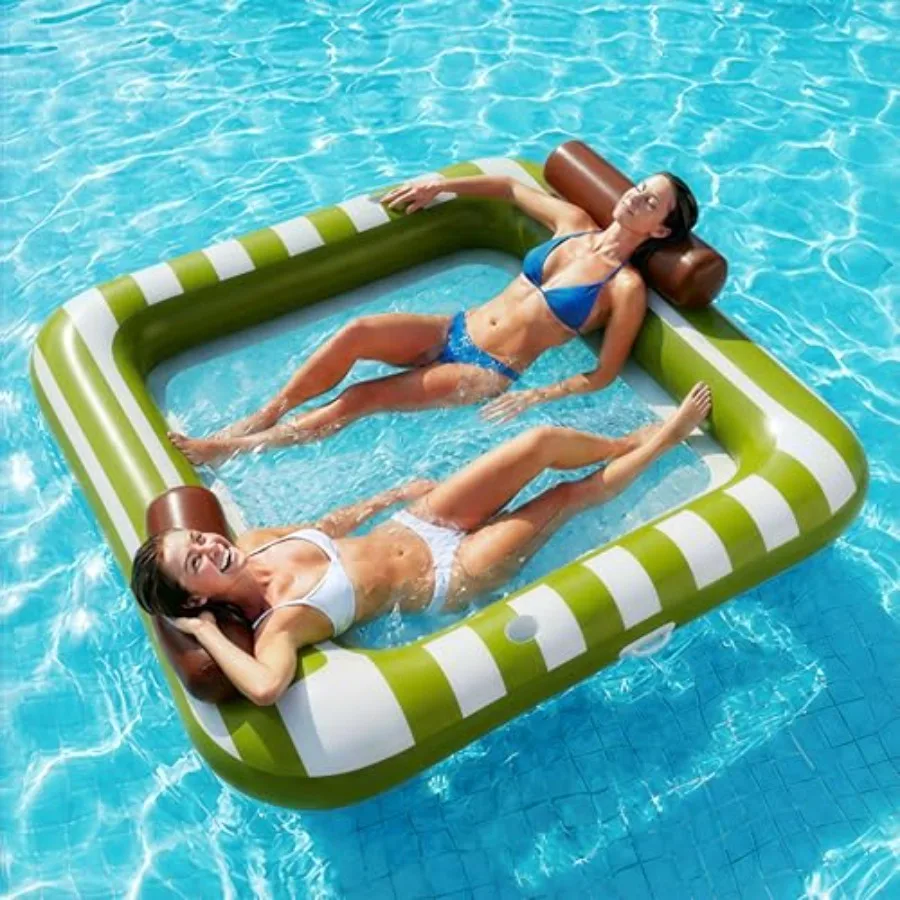 

Large Inflatable Pool Float, Water Floating Hammock Tanning Pool Lounger for Adult, 76" x 67" Sun Bathing Tan Bed, Swimming Wat