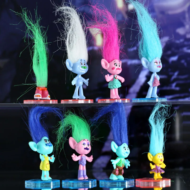 8 Buah/Set 8 Troll Anime Jimat Anak-anak Mainan Figur Aksi PVC Boneka Koleksi Model Karakter Kartun Hadiah Ulang Tahun Teman Anak-anak