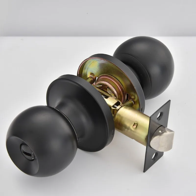 Black Tubular Lever Ball Lock Old-fashioned Door Three-pole Round Lock Indoor Bedroom Versatile Bathroom Door Ball Lock