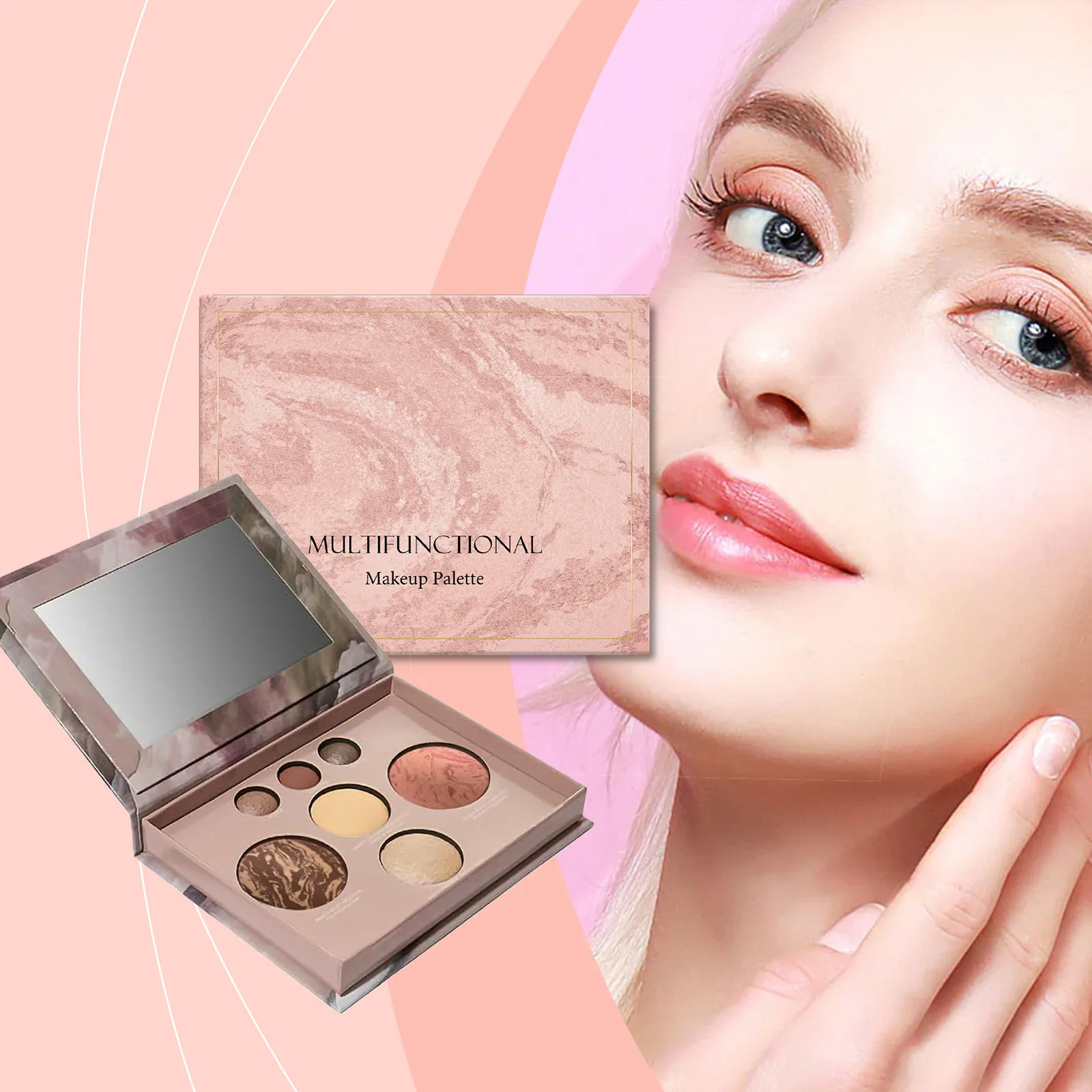 Portable Multi-function Makeup Plate Eye Shadow Face Repair Powder Matte Brightening Blusher Highlight Grooming Daily Cosmetics