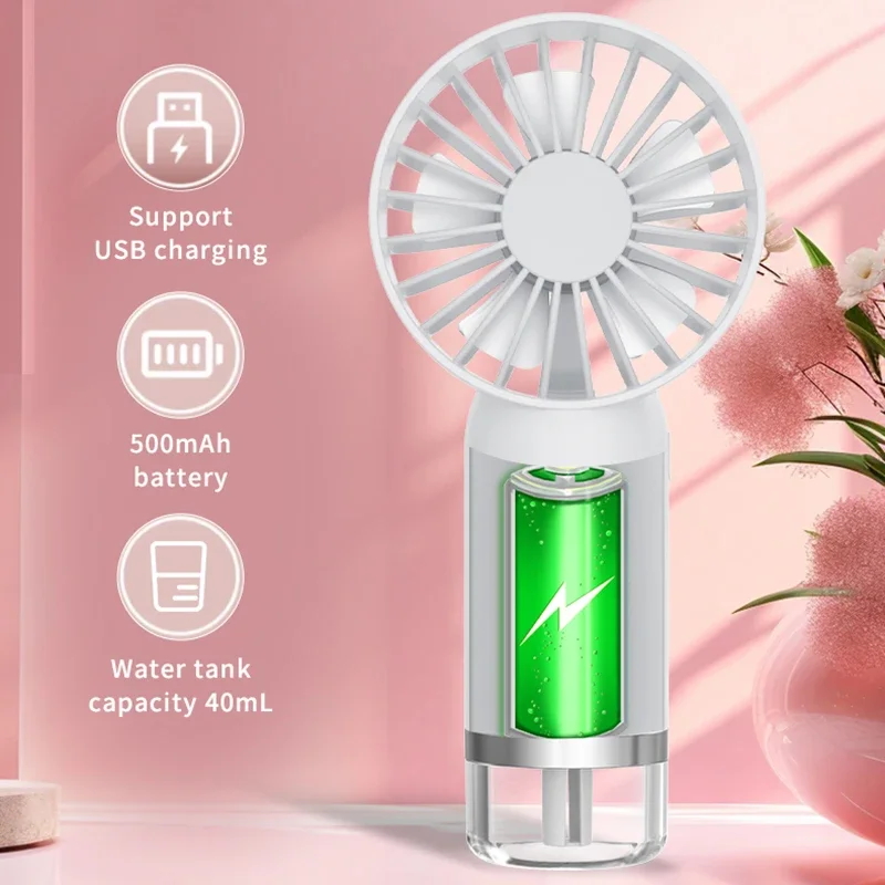 Mini Condicionador de Ar Portátil Portátil, 3 Engrenagens Spray Humidificação Ventilador, Refrigerador Recarregável para Exterior, Novo, 2022