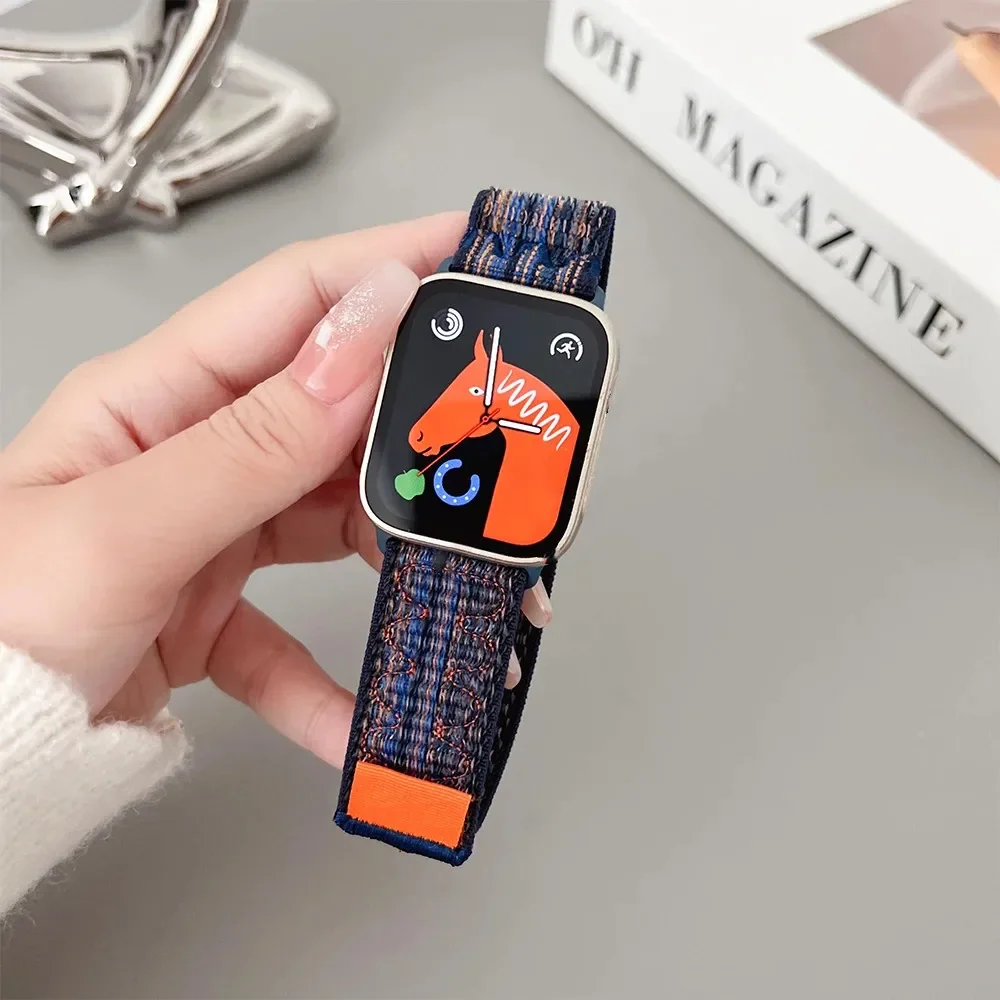 애플 워치 밴드용 나일론 스포츠 루프 스트랩, 나이키 손목 밴드 팔찌, 아이워치 9, 8, 7, 6, 5, SE 울트라 2, 49mm, 45mm, 44mm, 41mm, 38mm, 42mm