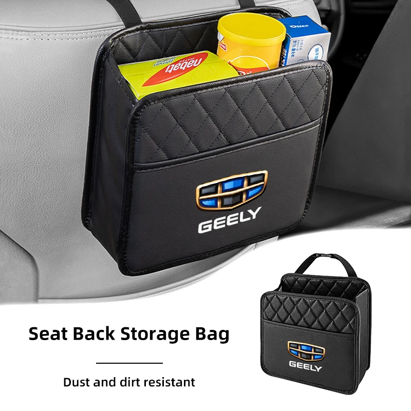 Car Seat Back Organizer Storage Bag Leather Pocket Tissue Cup Holder For Geely Emgrand X7 EC7 Atlas Boyue GC6 Parts LC EC8 view 4