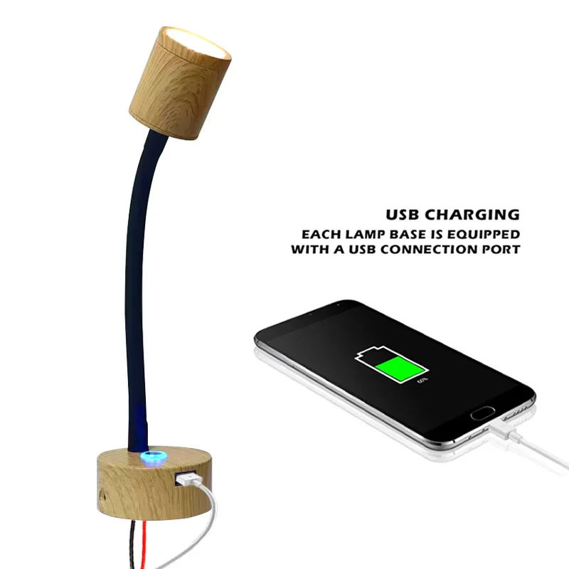 LED RV Touch Dimming Wall Light Yacht Ceiling Lamp Marine Lighting USB RV Reading Lights 3W Low Voltage Bedroom Study Spotlight