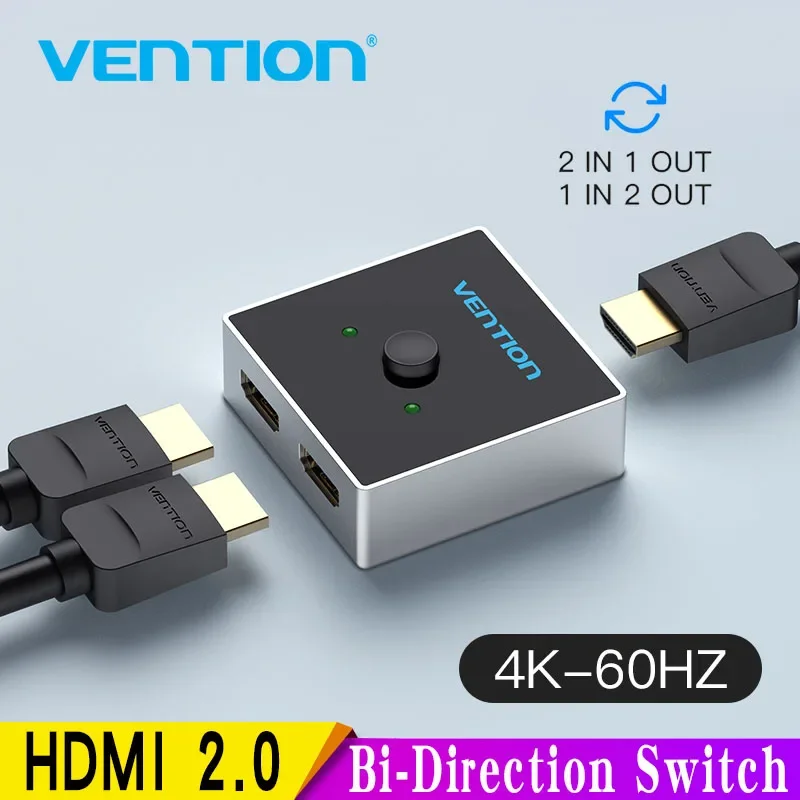 Ventie HDMI Switch Bi-Direction 2.0 HDMI 4K Switcher 1x2/2x1 Adapter 2 in 1 out Converter voor PS4 Pro/4/3 TV Box HDMI Splitter