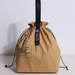 Picnic Bag Tooling Style Insulation Lunch Box Office Worker Jane Bound Mouth Handbag Canvas Student Waterproof Stain Resistant