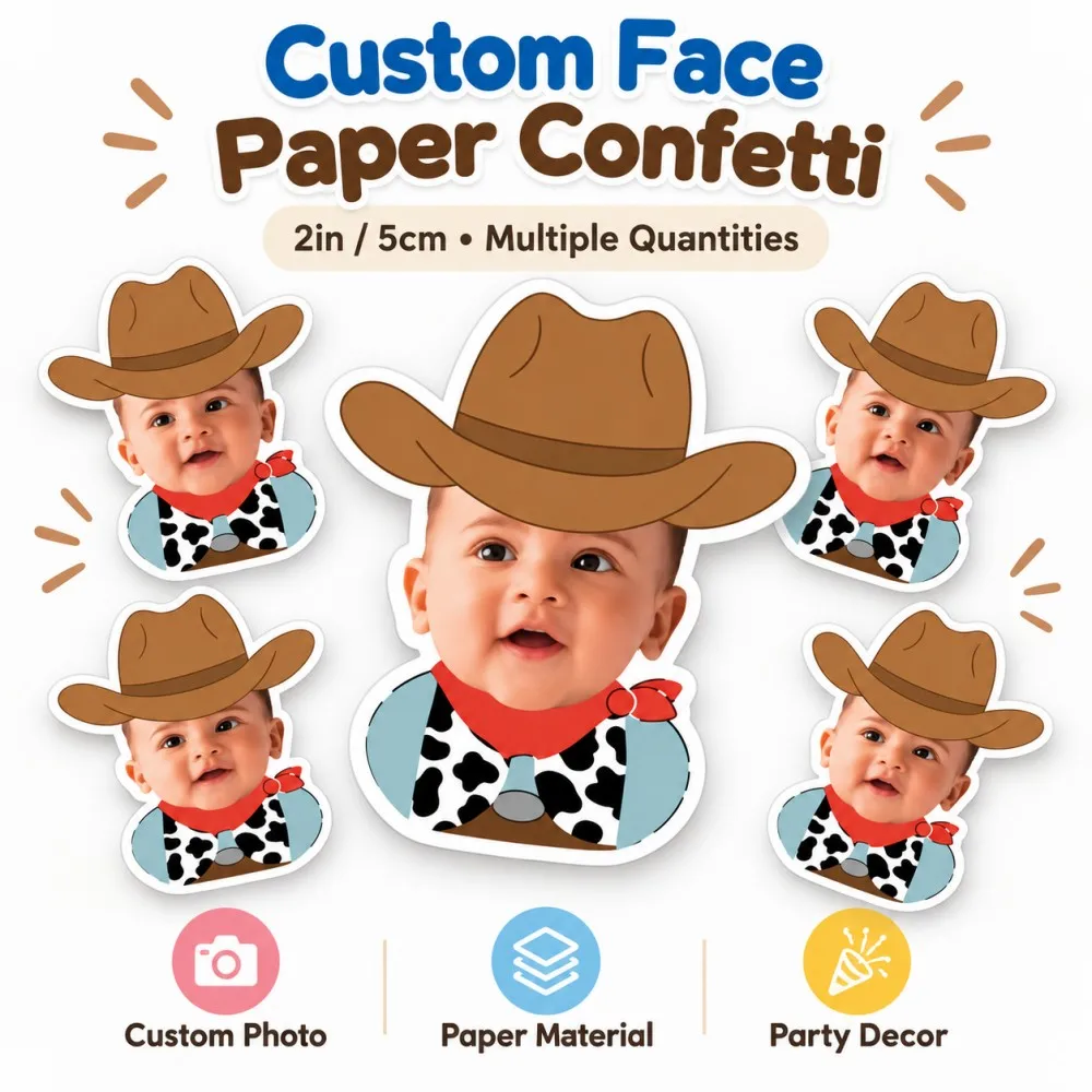 Custom Face Confetti Personalized Photo Cutout 2in Table Scatter Birthday Wedding Baby Shower Graduation Anniversary Party Decor