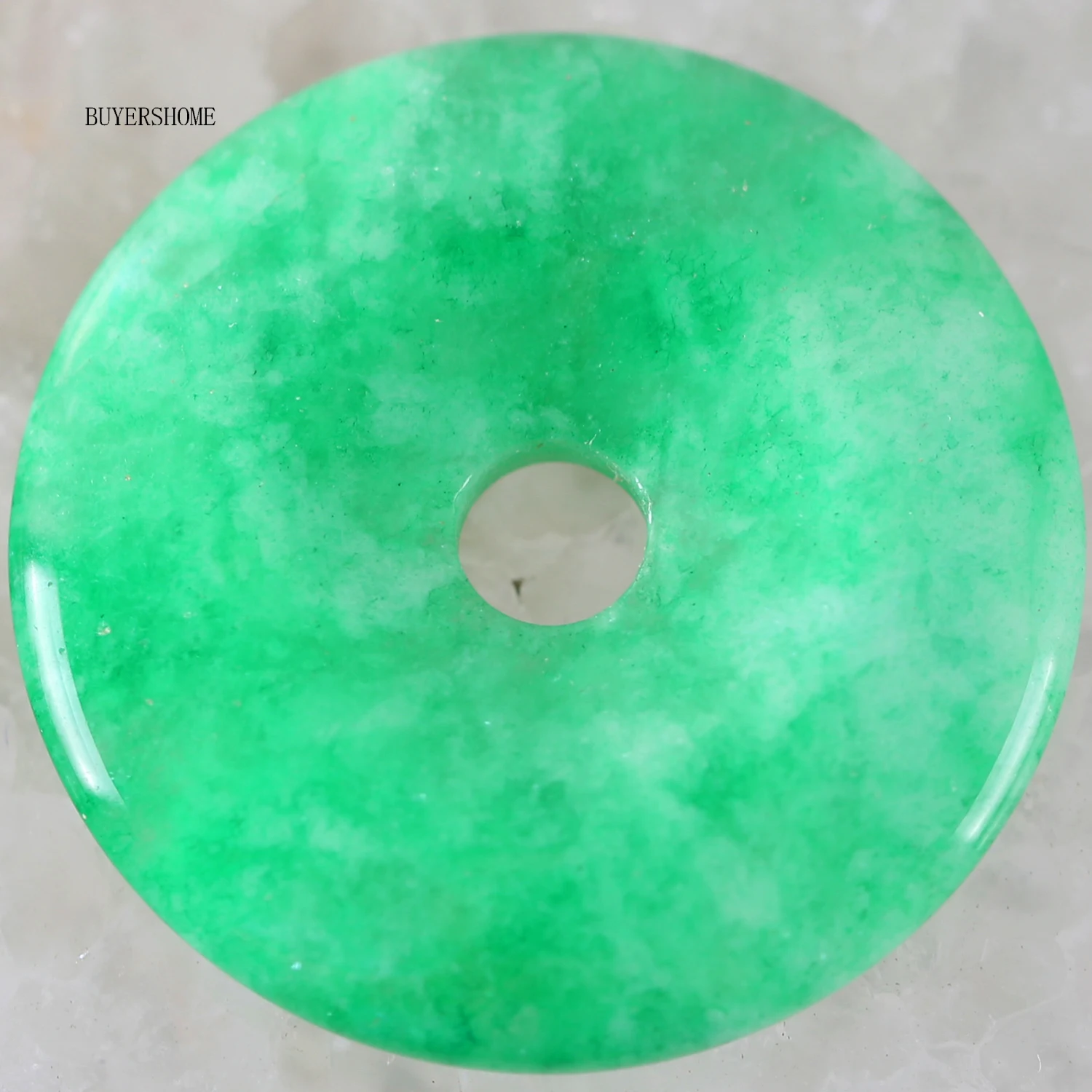 Ｇreen Natural Stone Donut Necklace Pendant 25-50mm Round Circle  1Pcs