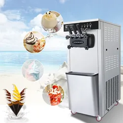 3 Flavors Automatic Soft Serve Commercial Ice Cream Machine Icecream Italian Gelato European Making Ice Cream Makers