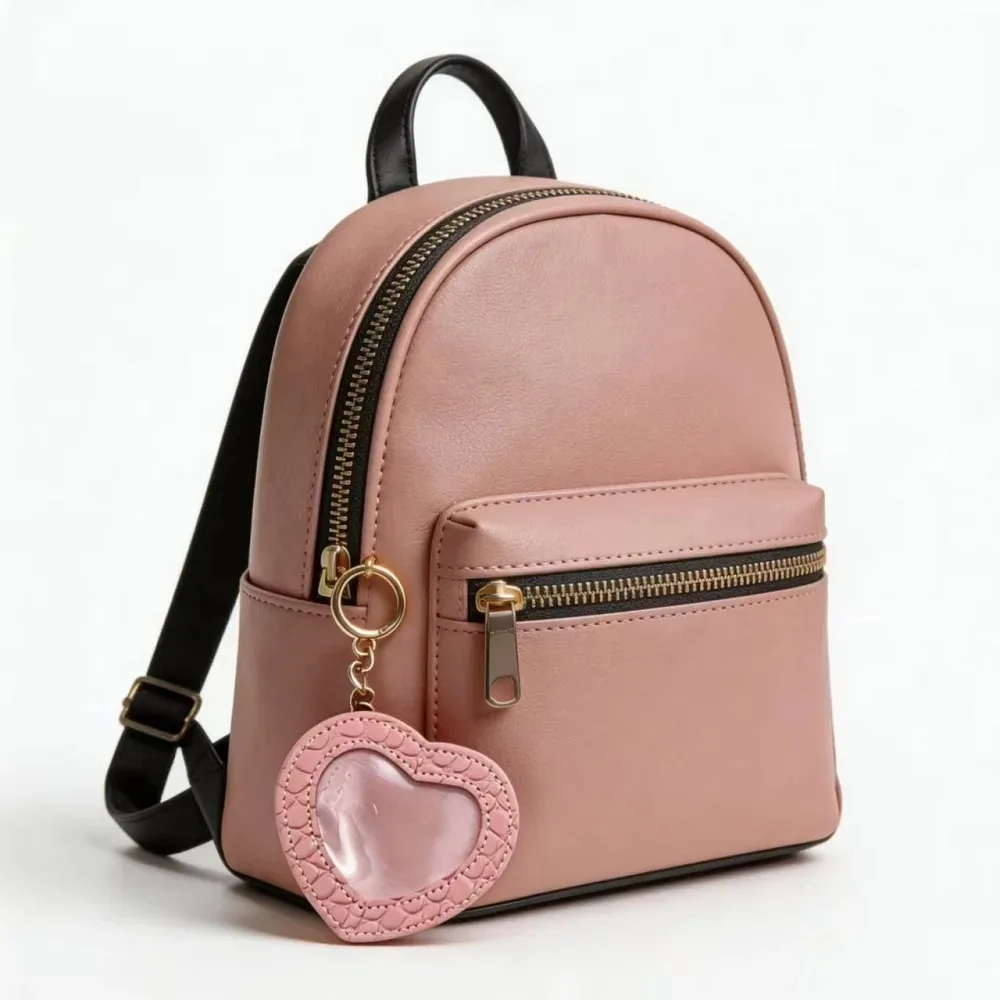 

Cute Heart Shape PU Leather Keychain Luxury Bag Keyring Photo Key Chains Gift Pendant Products Cartoon Metal Key Ring Wholesale