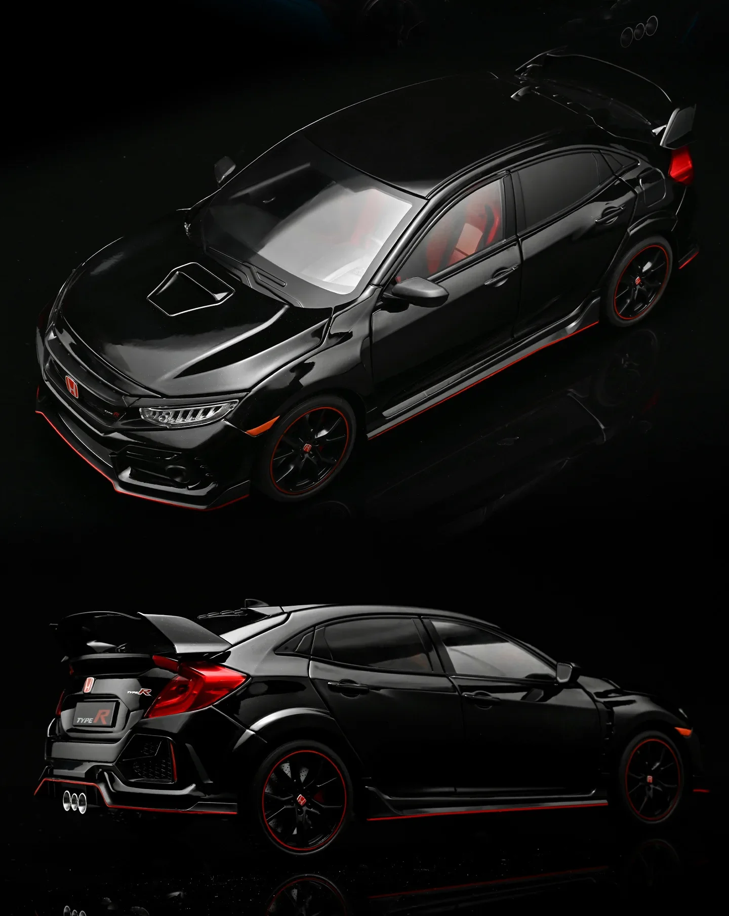 1:18 Honda Civic Type R Alloy Car Model Slide Multi-door Light Toy Ornament Diecast Alloy Car Model Collectible Gift