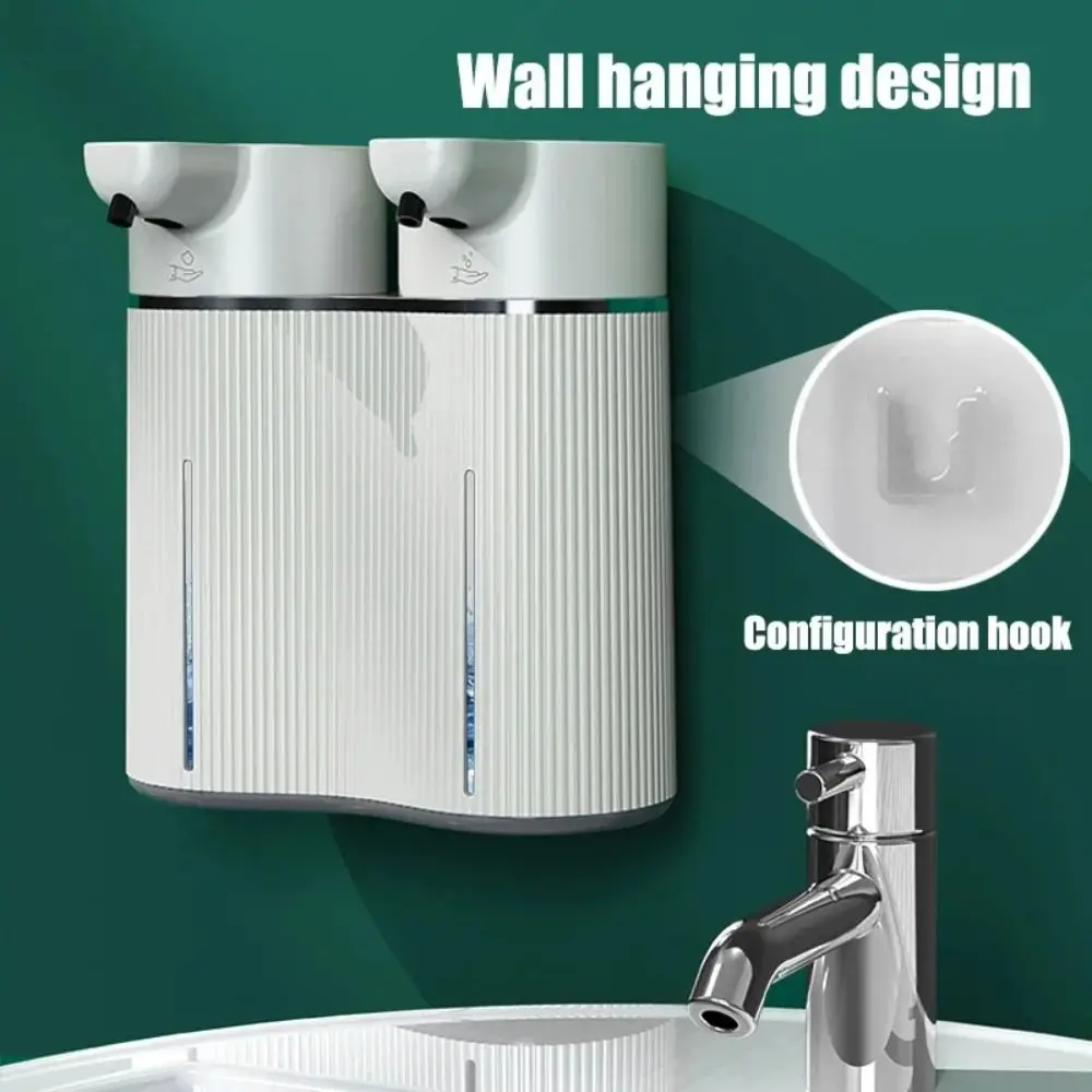 

Wall-Mounted Double-Head Soap Dispenser USB Rechargeable Double-Head Design Automatic Soap Dispenser Automatic Operation