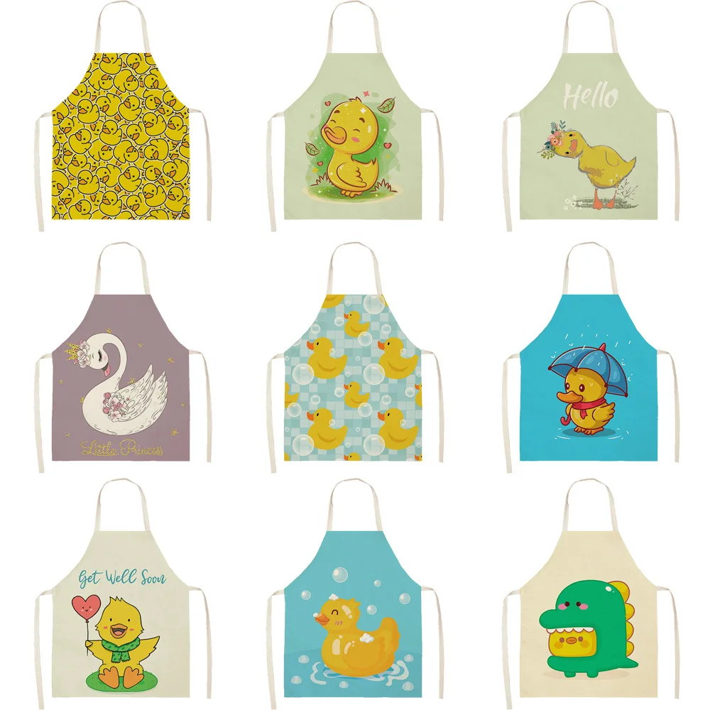 Animal Duck Cute Cartoon Apron Oversleeve Oven Gloves Pads Cooking Baking Kitchen Aprons for Women Kids