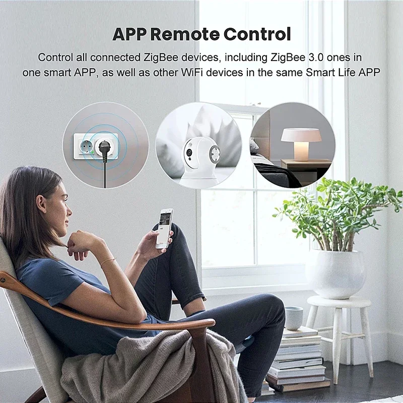 Tuya ZigBee Smart Hub, Conexão com Fio, Gateway Bridge para Controle Remoto de Aplicativos, Network Cable Socket, Funciona com Alexa e Google