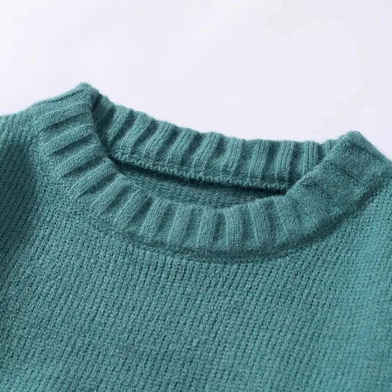 

Loose Fit Men's round Ne Pullover Knitwear Long Sve Color Blo Casual Wear Resistant Winter Sweater Youth Sle