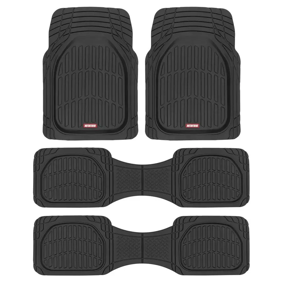 Alfombrillas de goma negras FlexTough originales para vehículos de 3 filas, delanteras y traseras, de doble fila, tipo plato profundo, para todo tipo de clima, resistentes para automóviles.