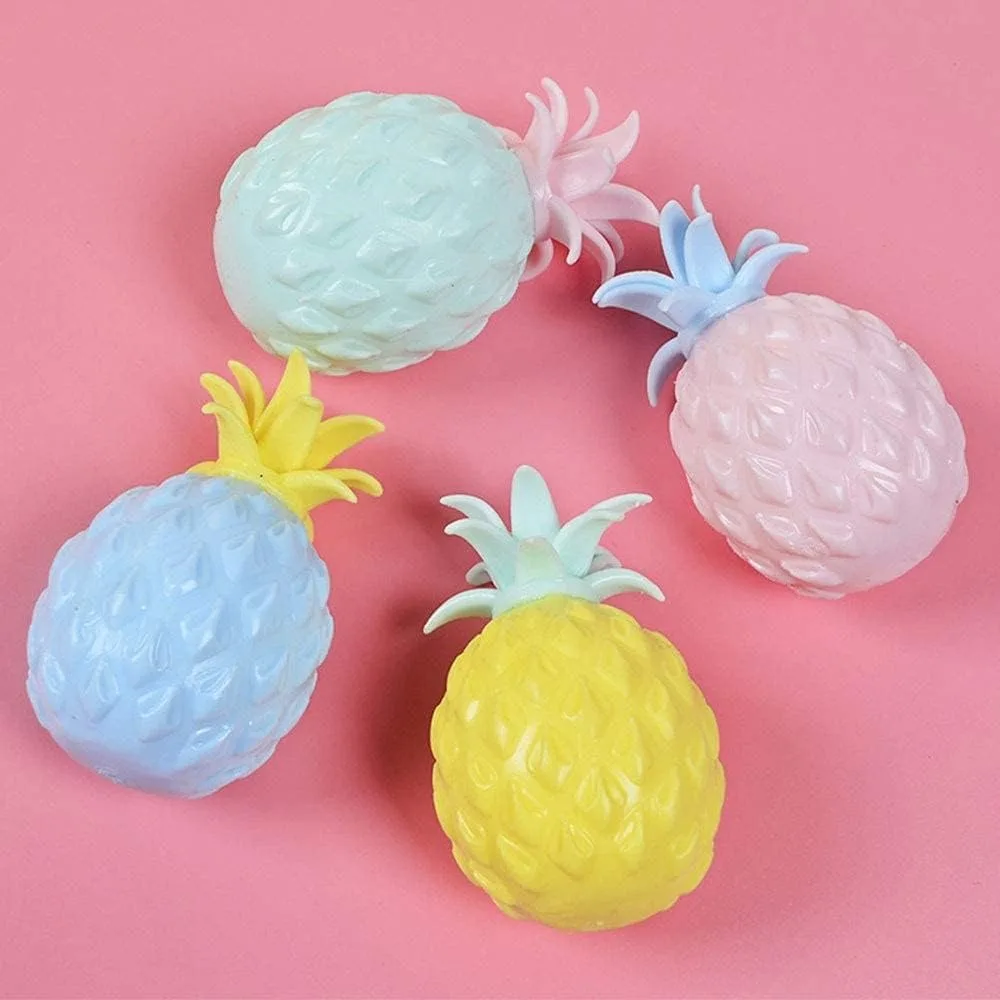 Squishy Fruit Toys Squeeze Vent Ball Pineapple-Shaped Hand Wrist Fidget Toy for Children Adults Stress Relief Vent Squeeze Toys