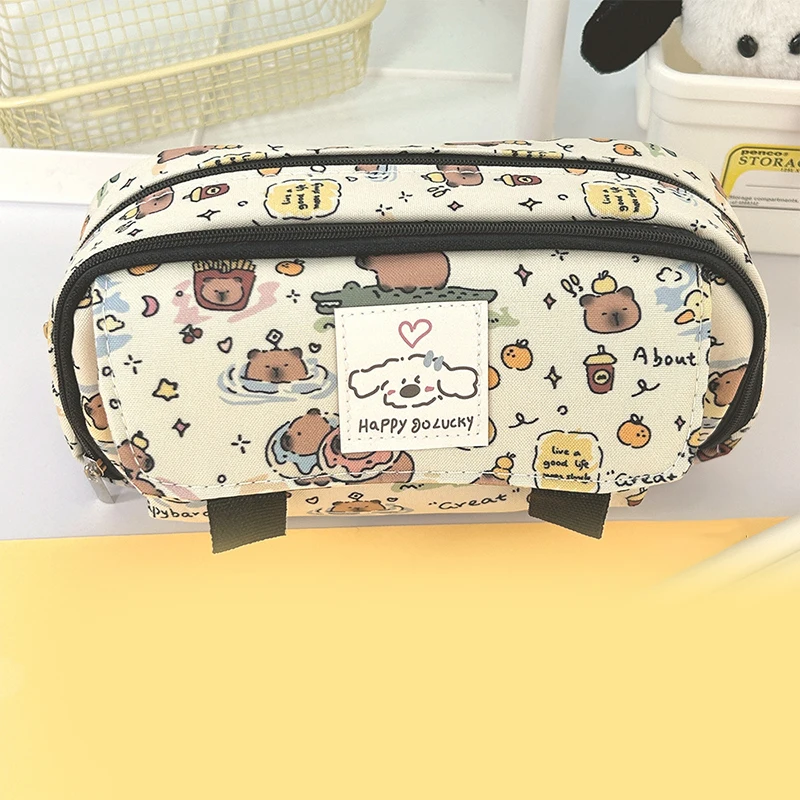 

Cartoon Capybara Pencil Case Cute Kawaii Large Capacity Pen Bag Storage Kids Stationery Box School Students Supplies