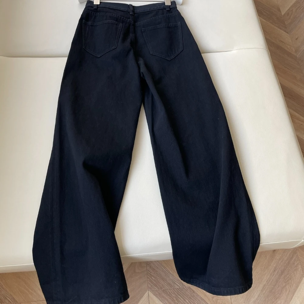 High Waist Pocket Black Cotton Jeans Women
