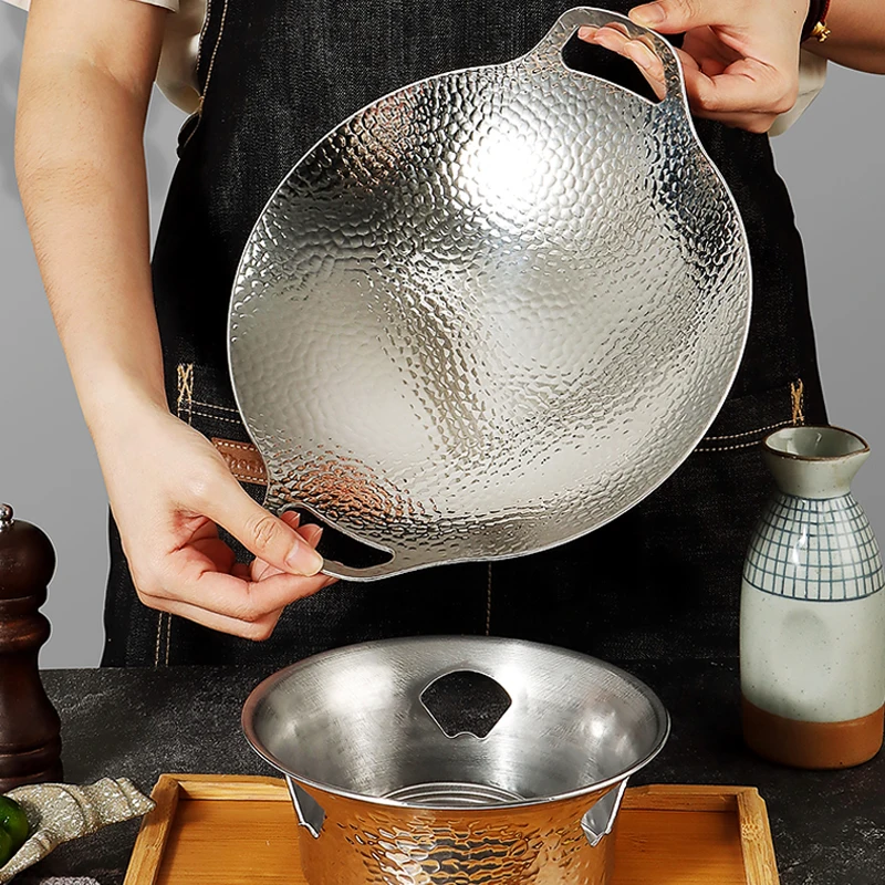 أواني طهي المطبخ الأنيقة وسهلة التنظيف، سميكة للغاية من الفولاذ المقاوم للصدأ غير لاصقة ومطلية بالأذن المزدوجة