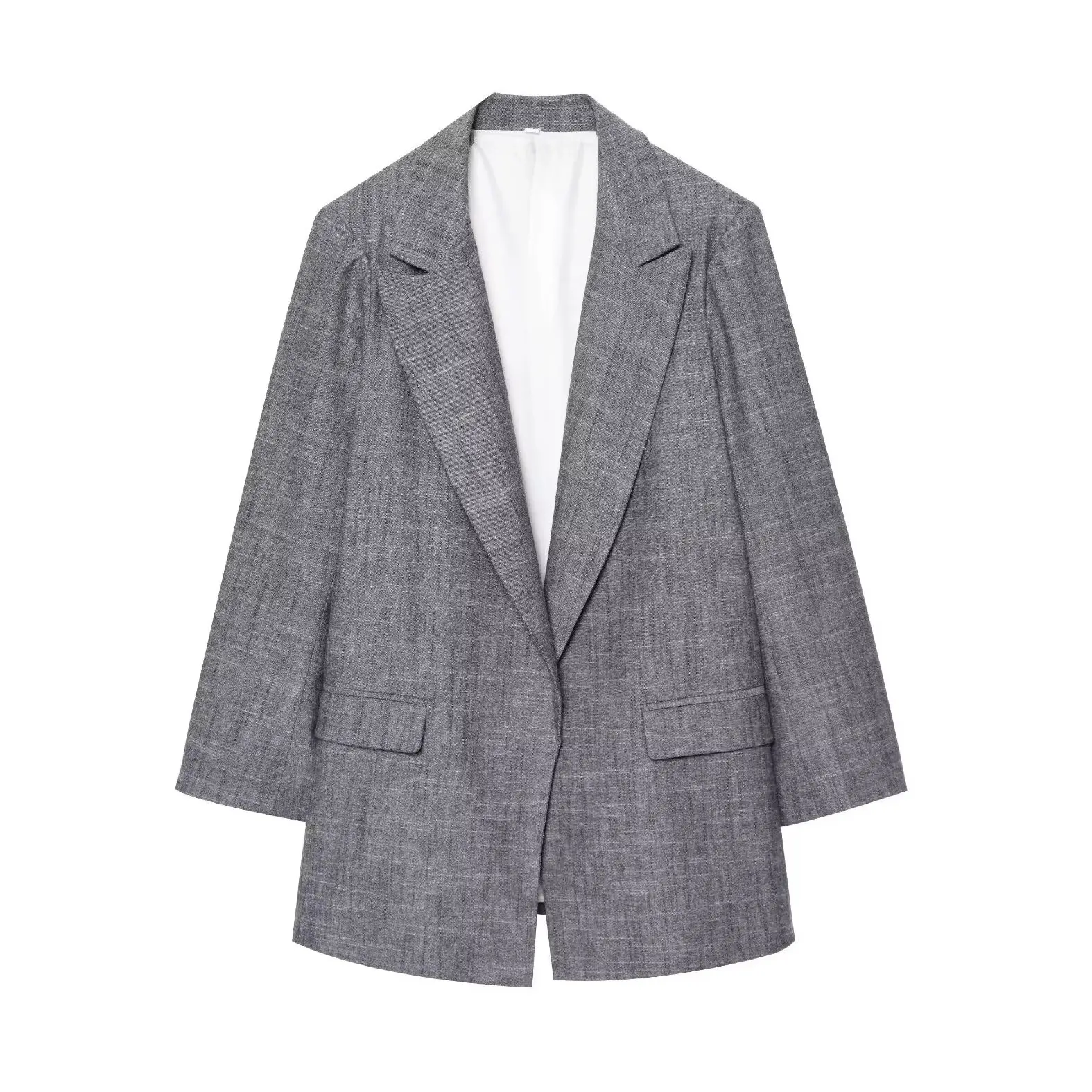 

KONDALA весенний однотонный льняной женский офисный женский пиджак на пуговицах, прямой пиджак с отложным воротником и длинными рукавами, модные шикарные топы 2025 года