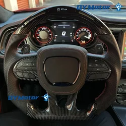 LED Carbon Fiber Steering Wheel For Dodge Challenger Charger Durango HELLCAT 2015-2020 Jeep Grand Cherokee SRT 2014-2020