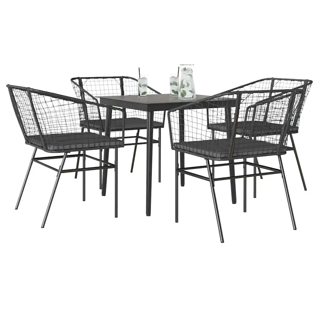 

Black and Dark Grey Garden Dining Set with Transparent Top Modern Outdoor Furniture Perfect for Patio and Backyard