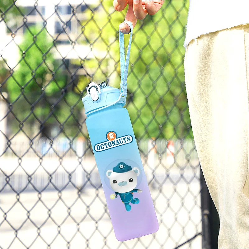 Octonauts gradientowy kolor kreskówka plastikowy kubek ze słomką przenośny sport na świeżym powietrzu 750ml kubek do picia dla dzieci o dużej pojemności prezenty