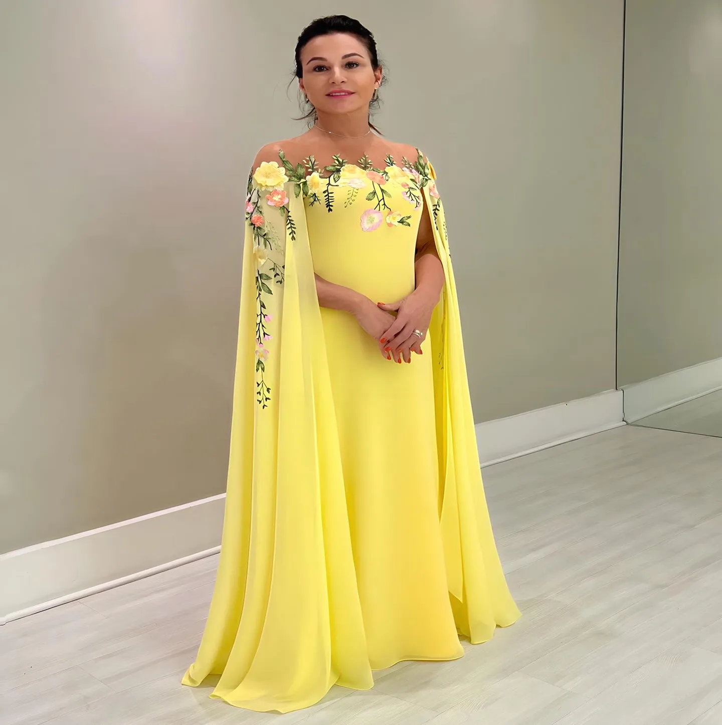 Vestidos de baile amarelo reto, renda, chiffon, festa à noite, segunda recepção, aniversário, vestidos de noivado, ZJ43, 2024