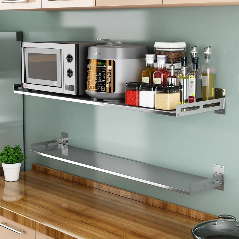 Kitchen Storage Rack, One-Piece Stainless Steel Wall Shelf, Partition, Wall-Mounted Storage