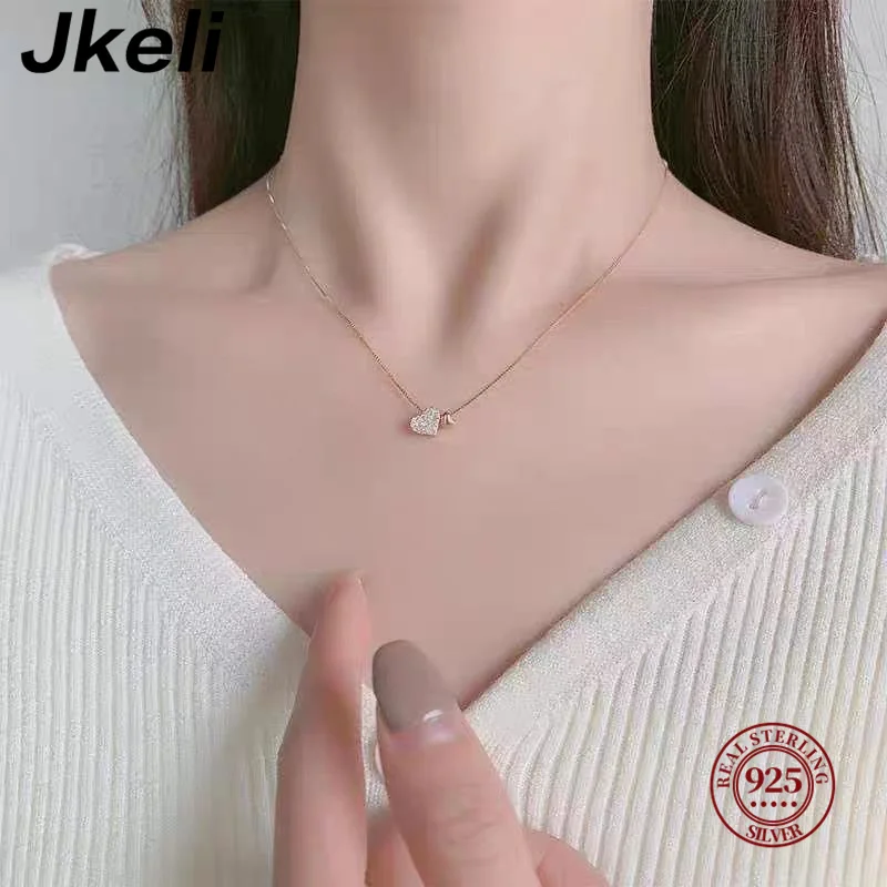 Jkeli 100% Plata de Ley 925 encanto romántico amor corazón colgante caja cadena de eslabones collar para mujer joyería de boda de moda