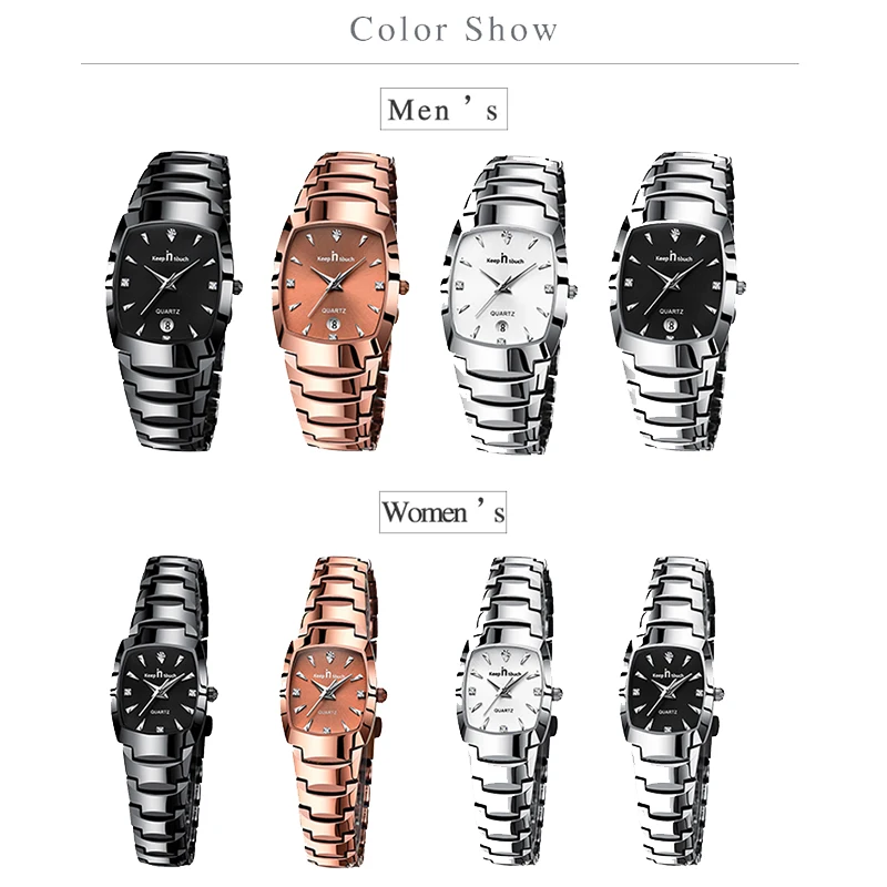 ساعات الموضة للرجال والنساء تاريخ التقويم على مدار الساعة الأزواج ساعات المعصم الأعمال الكوارتز زوجين مجموعات الساعات الهدايا